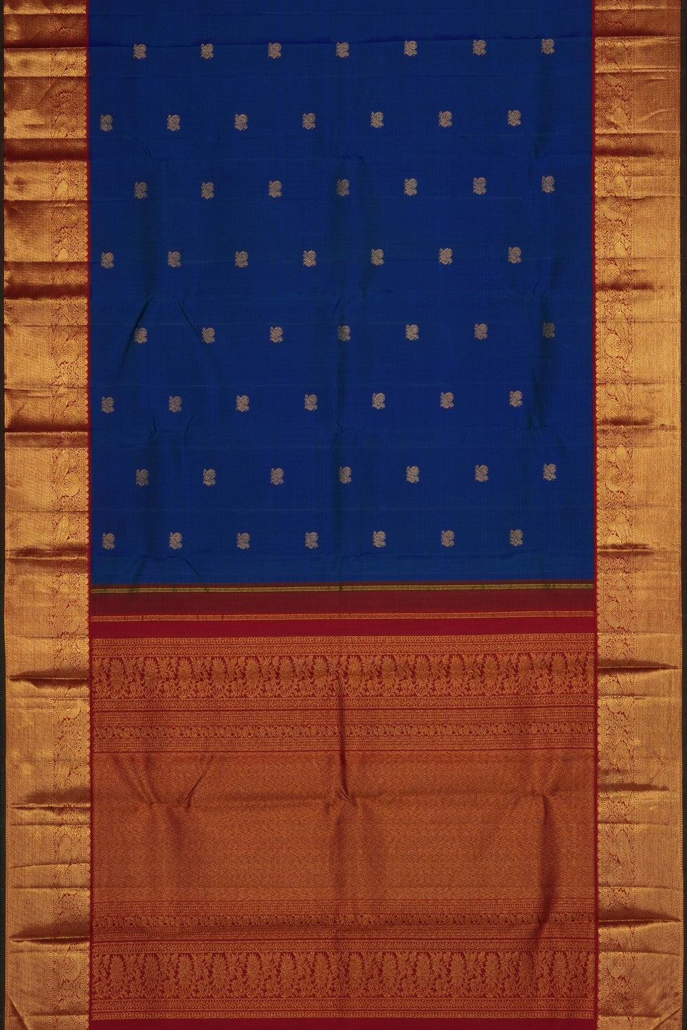 Image of Peacock Blue Arani Silk Saree