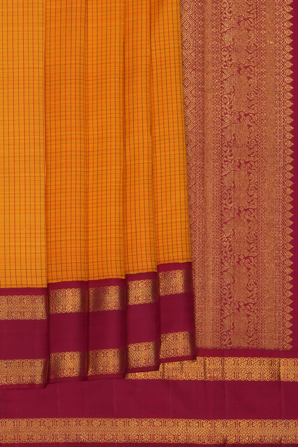 Image of Orange Arani Silk Kattam Saree