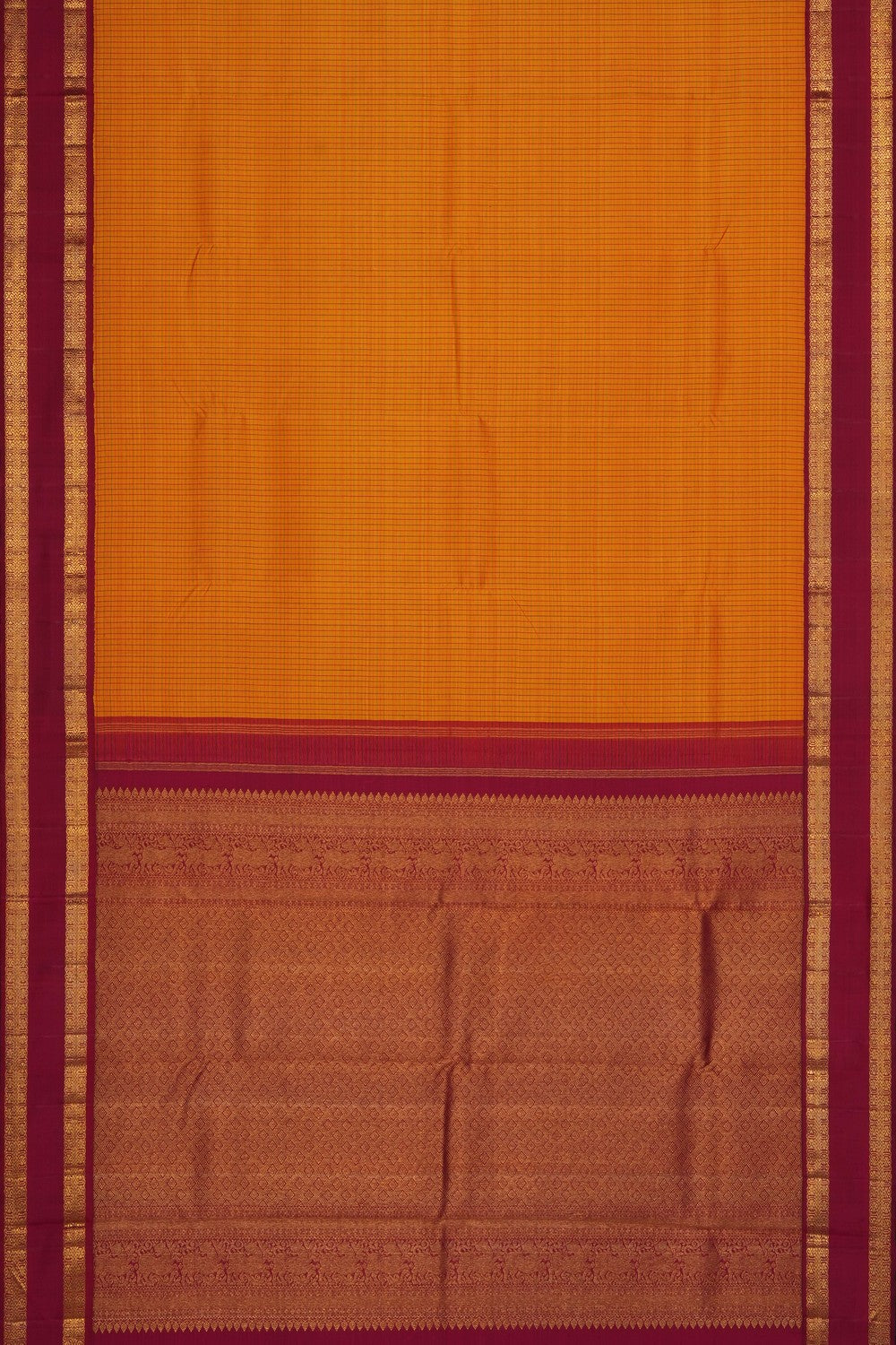 Image of Orange Arani Silk Kattam Saree