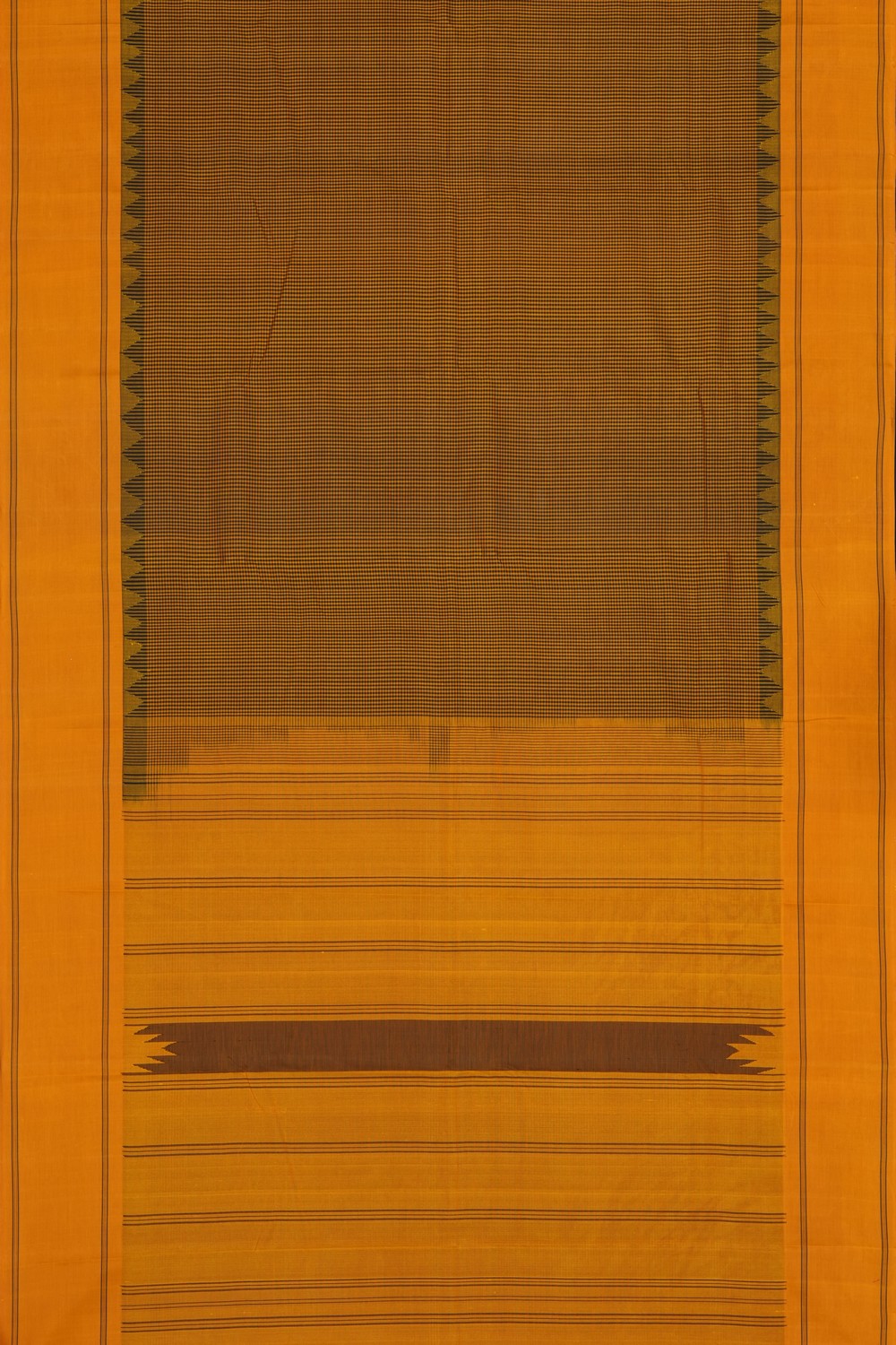 Image of Mustard Kanjivaram Silk Kattam Saree