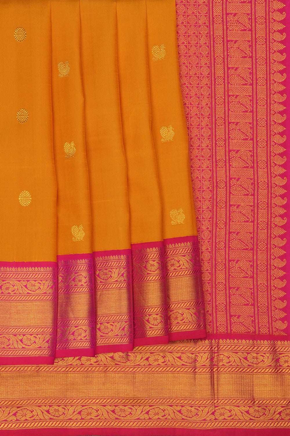 Image of Mustard Arani Silk Saree