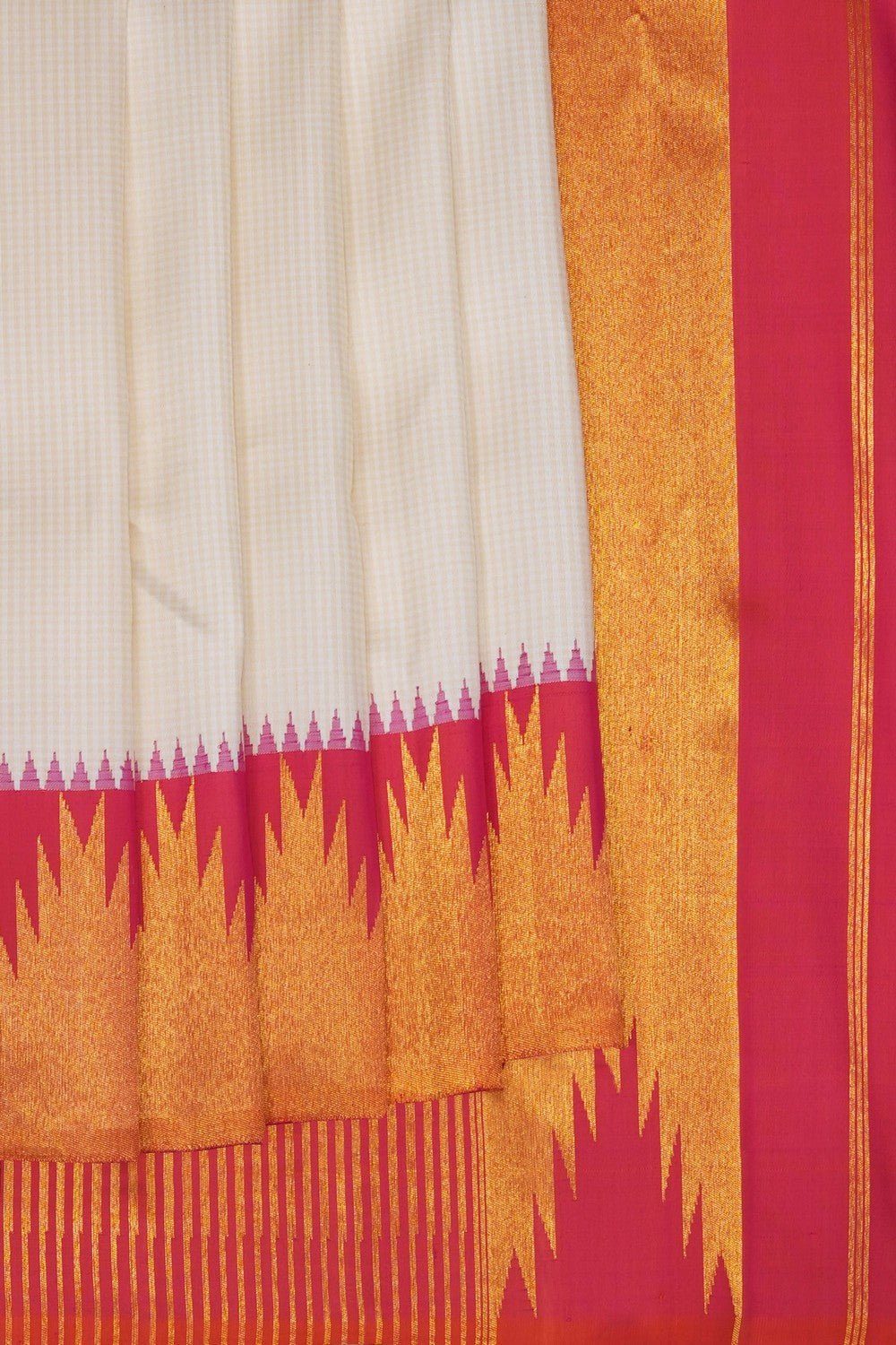 Image of Off-White Arani Silk Saree