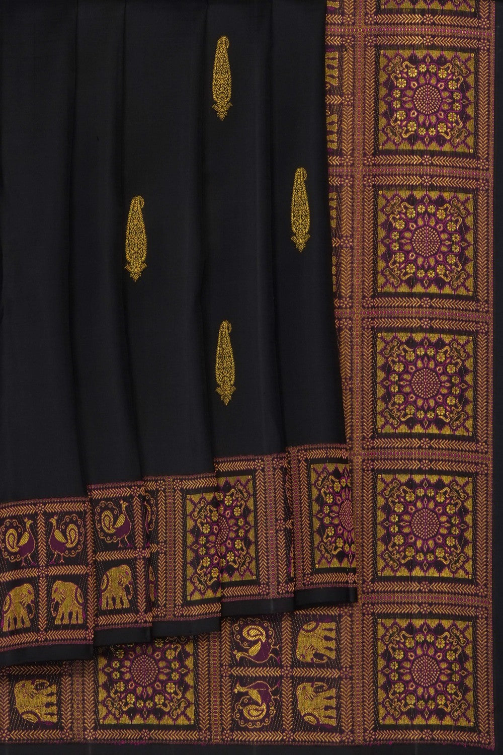 Image of Black Arani Silk Saree