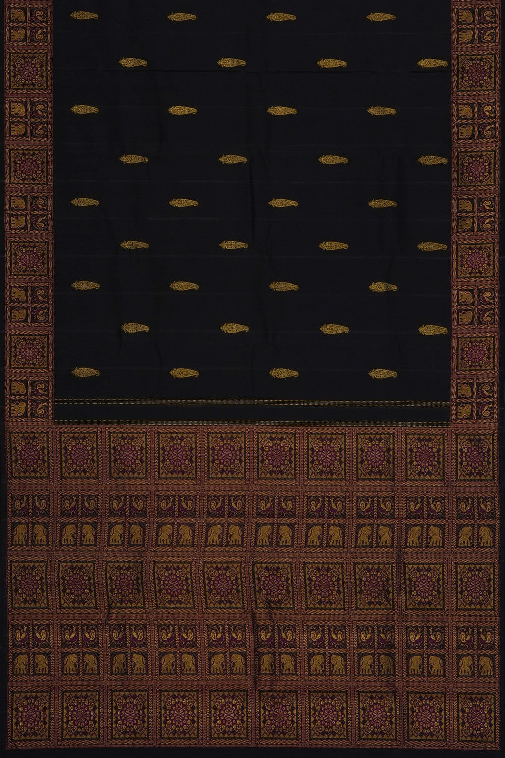 Image of Black Arani Silk Saree