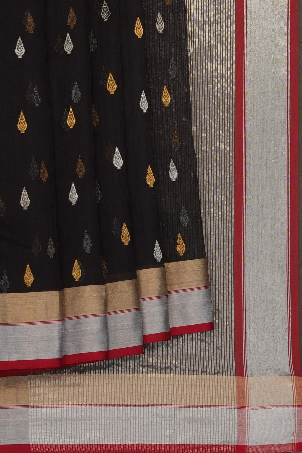 Image of Black Chanderi Silk Cotton Saree