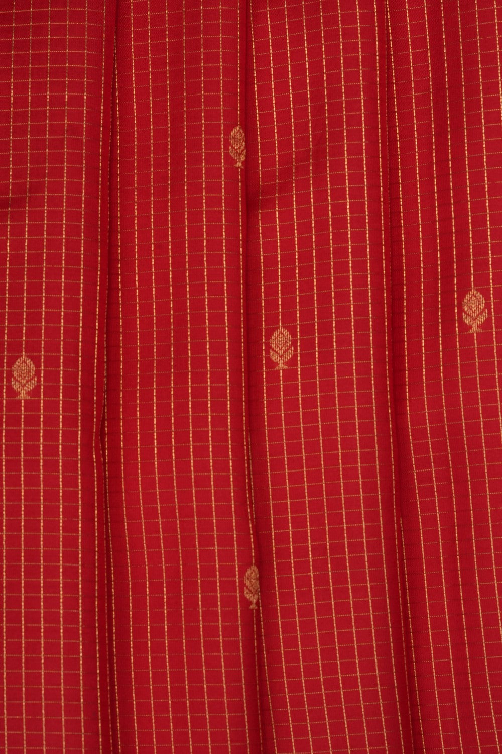 Image of Red Kanchi Silk Kattam Saree