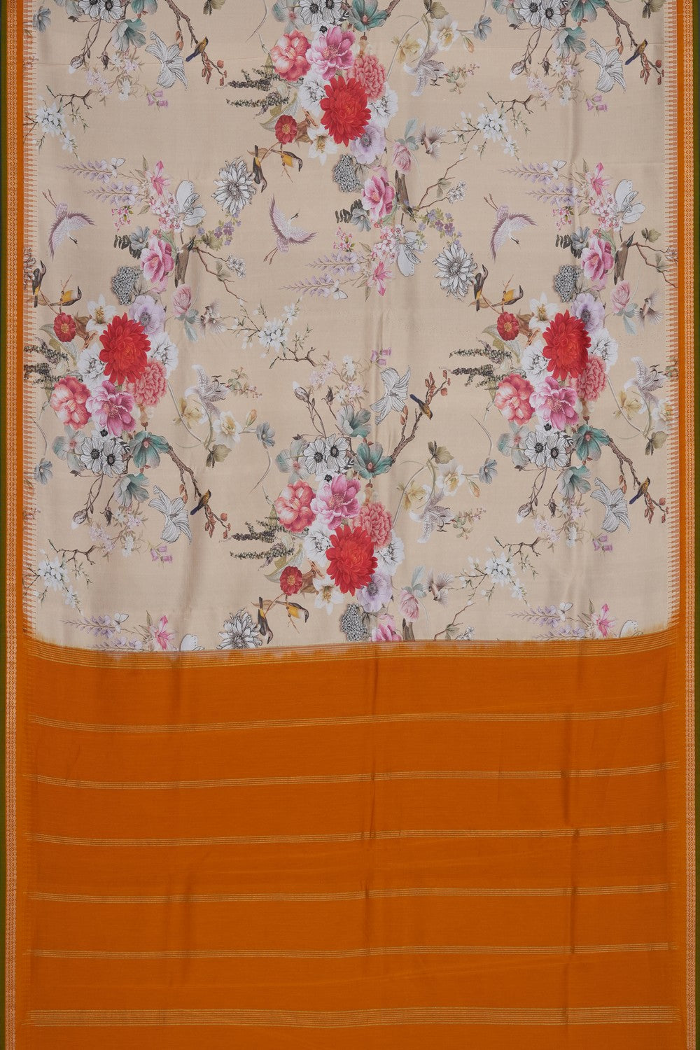 Image of Cream Contemporary Charm Silk Saree