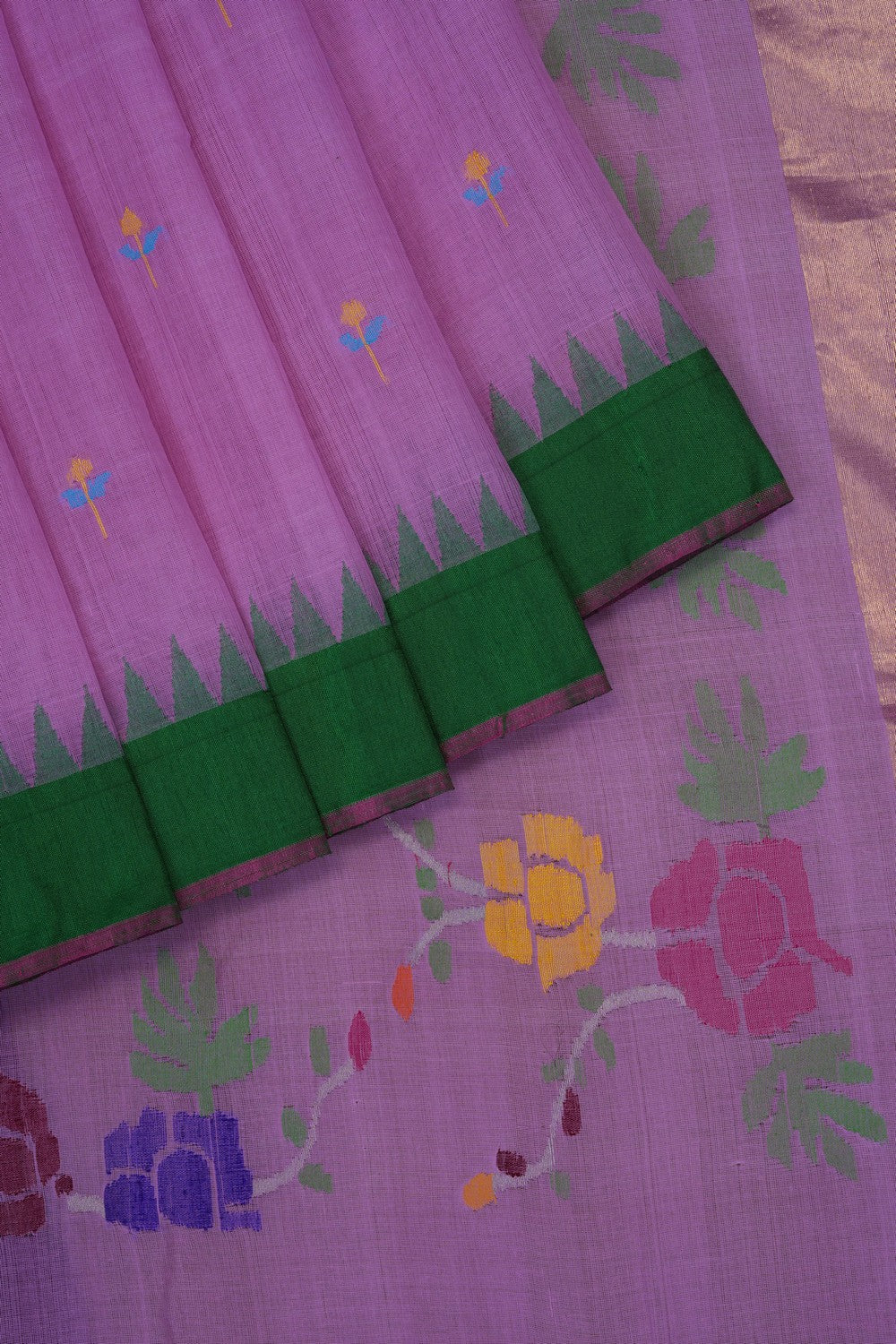 Image of Lavender Ponduru Cotton Saree