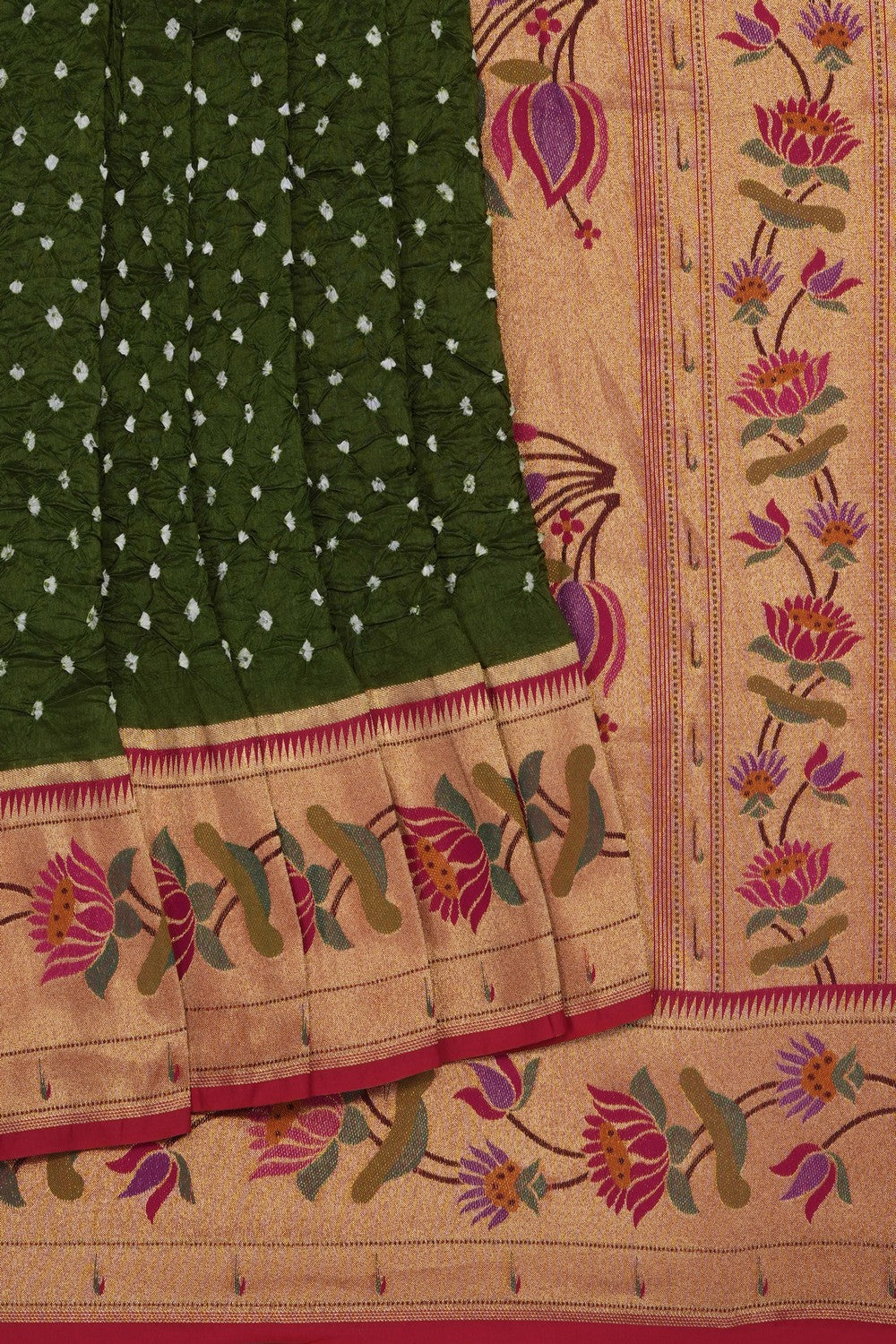 Image of This exquisite Fusion Bandhani Paithani Saree
