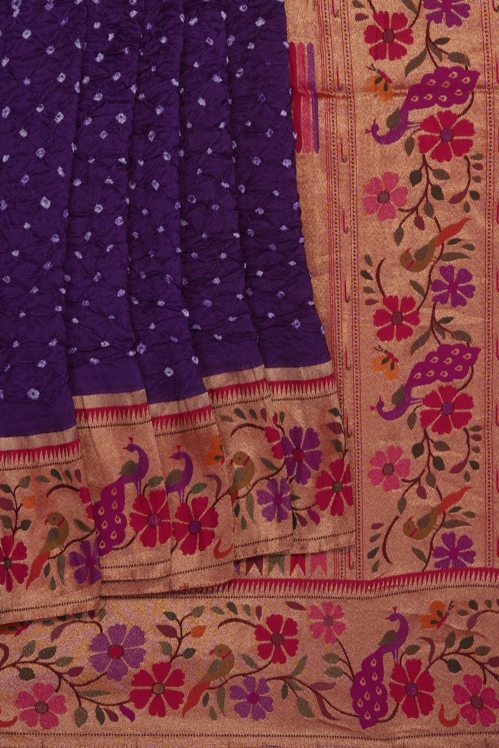 Image of This exquisite Fusion Bandhani Paithani Saree