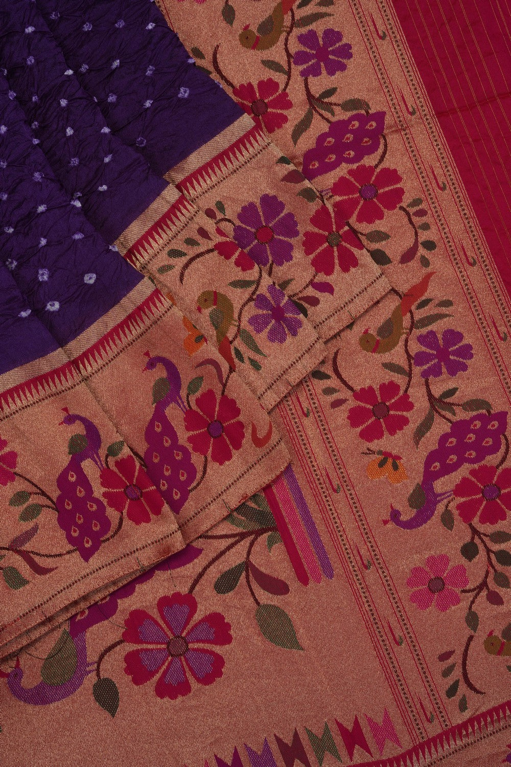 Image of This exquisite Fusion Bandhani Paithani Saree
