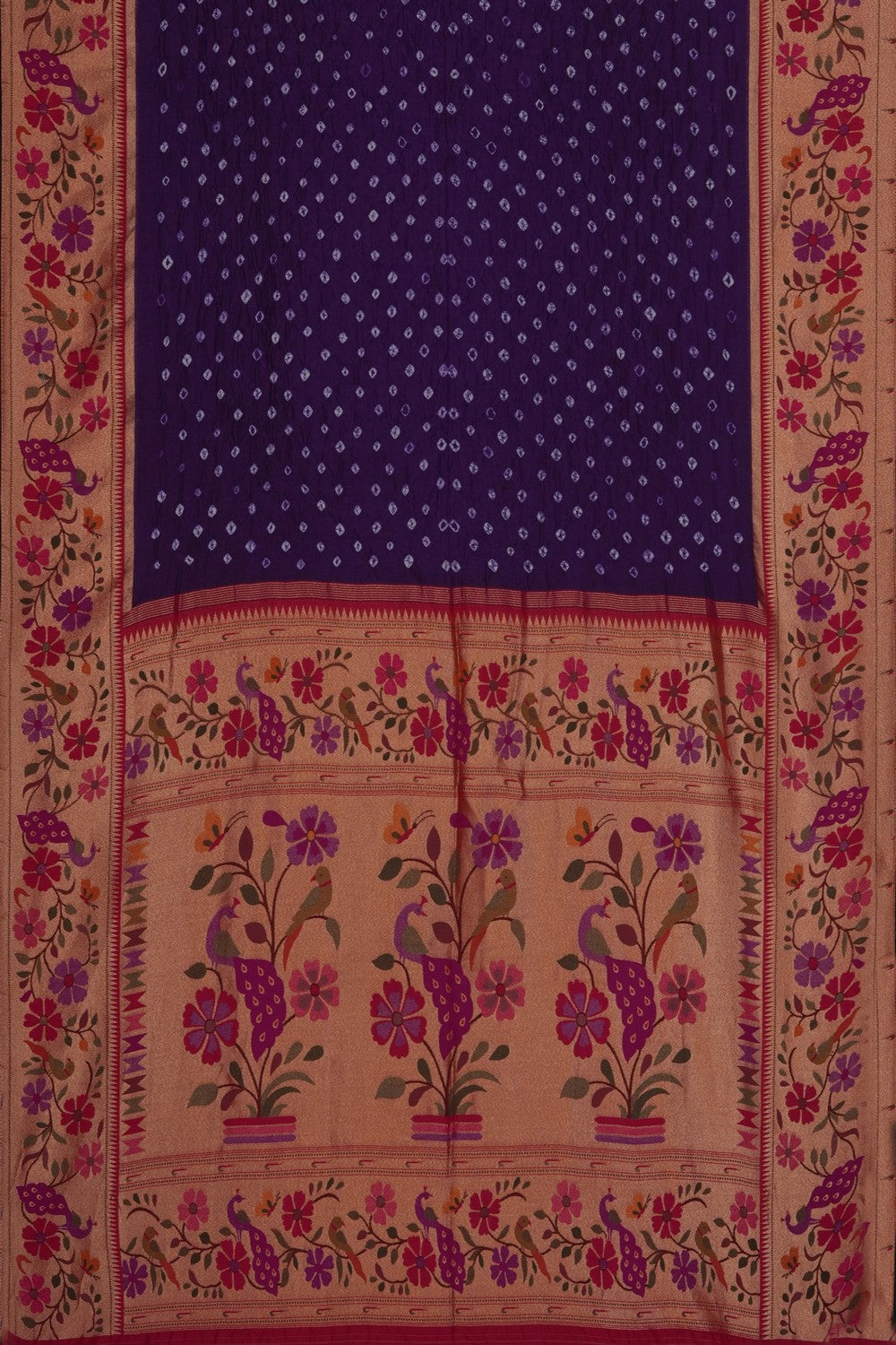 Image of This exquisite Fusion Bandhani Paithani Saree