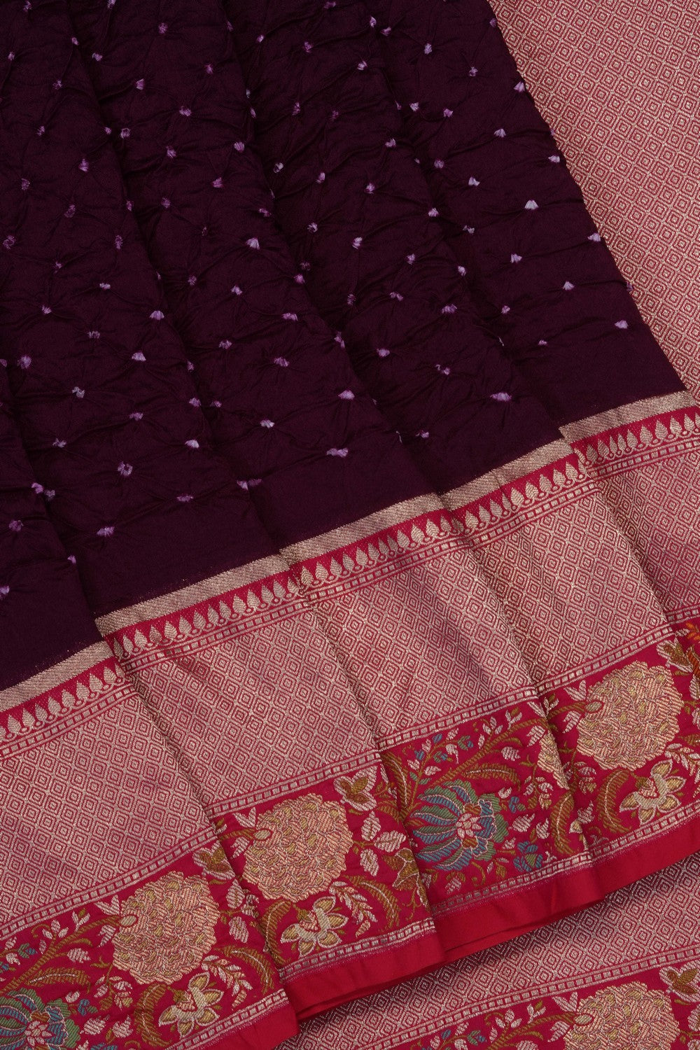 Image of Violet Bandhani Saree