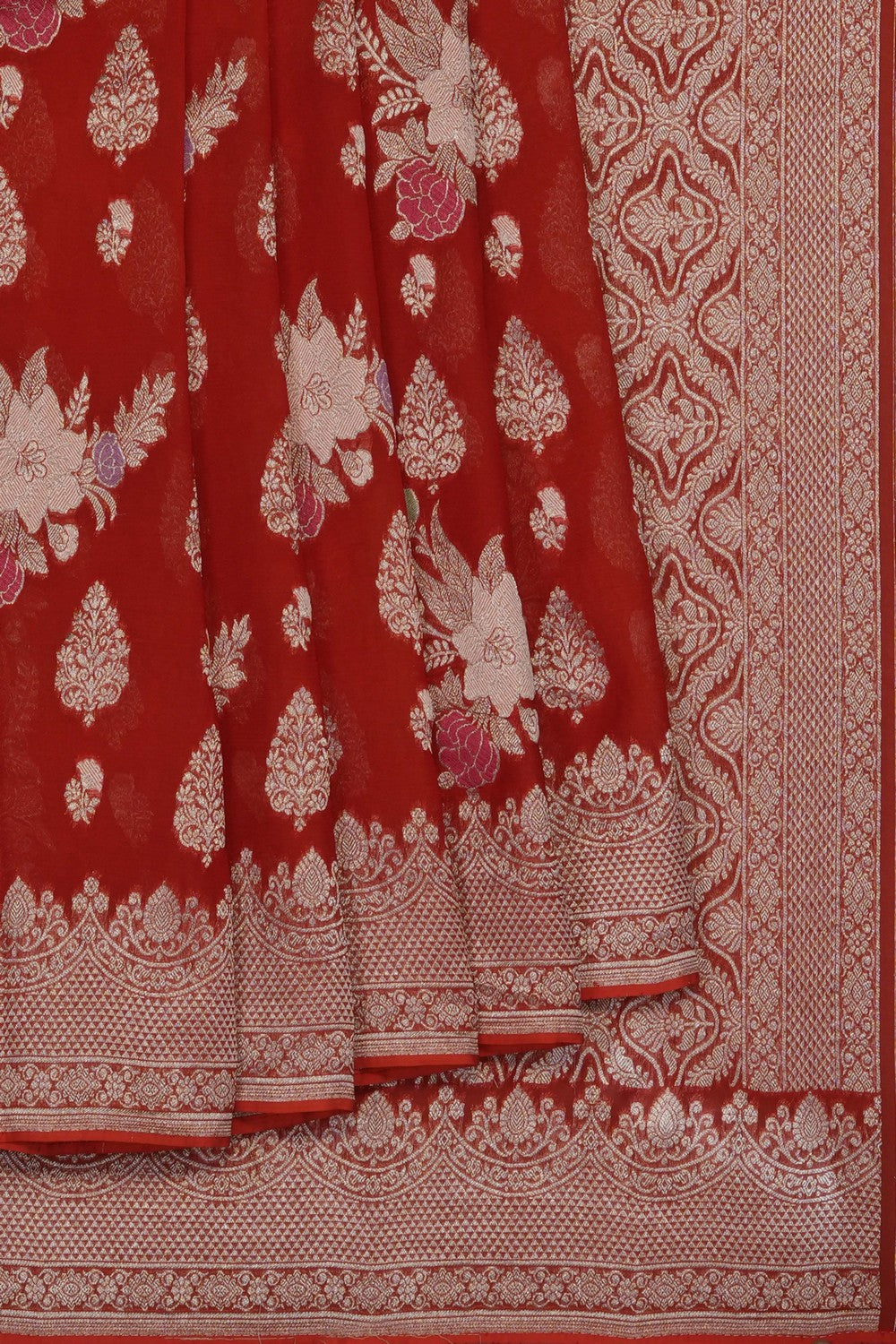 Image of Rust-Orange Georgette Saree