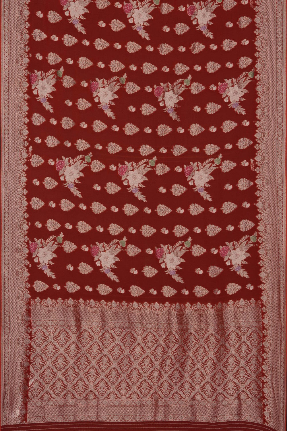 Image of Rust-Orange Georgette Saree