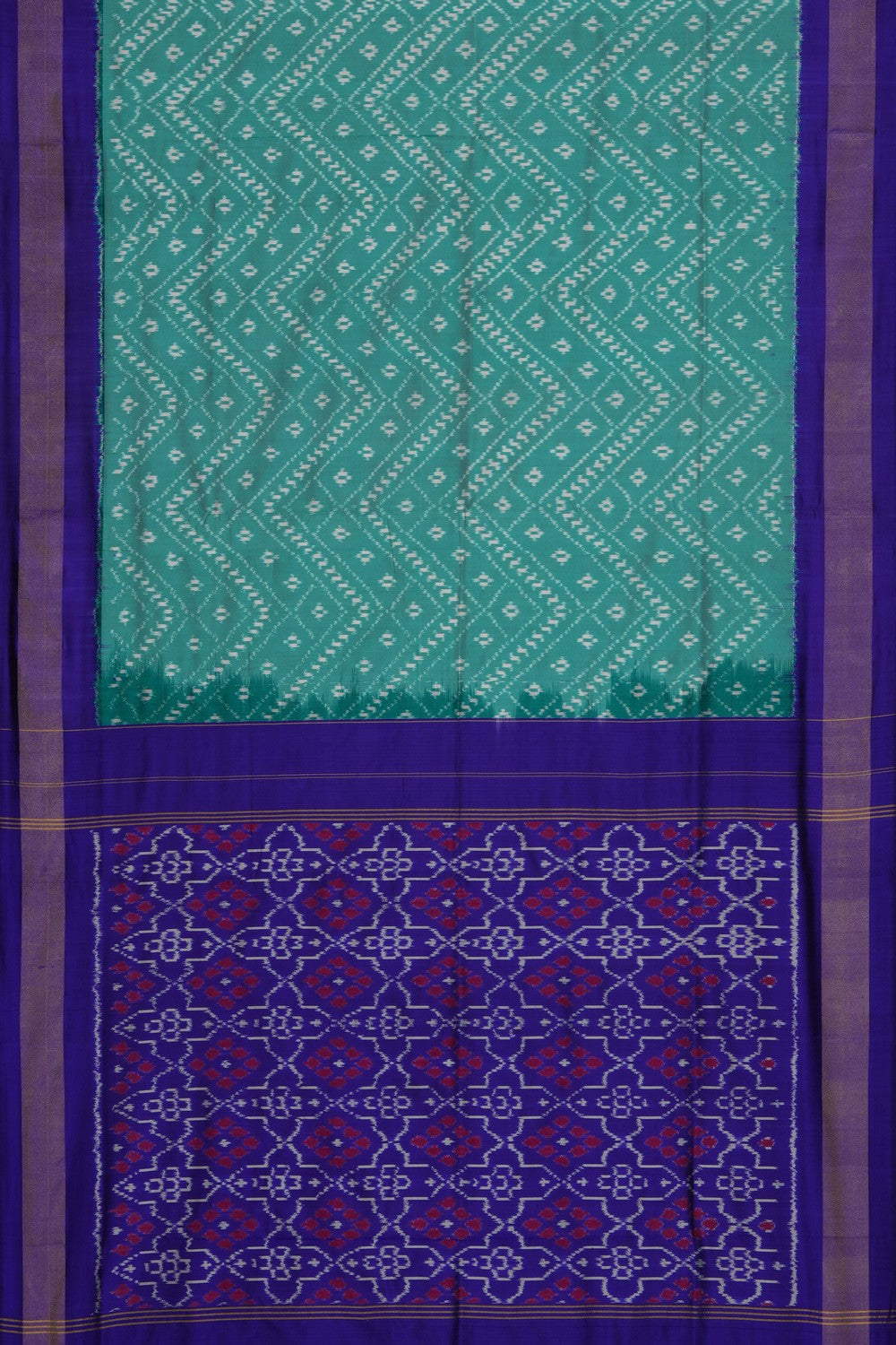 Image of Sea Green Pochampally Ikat Silk Saree