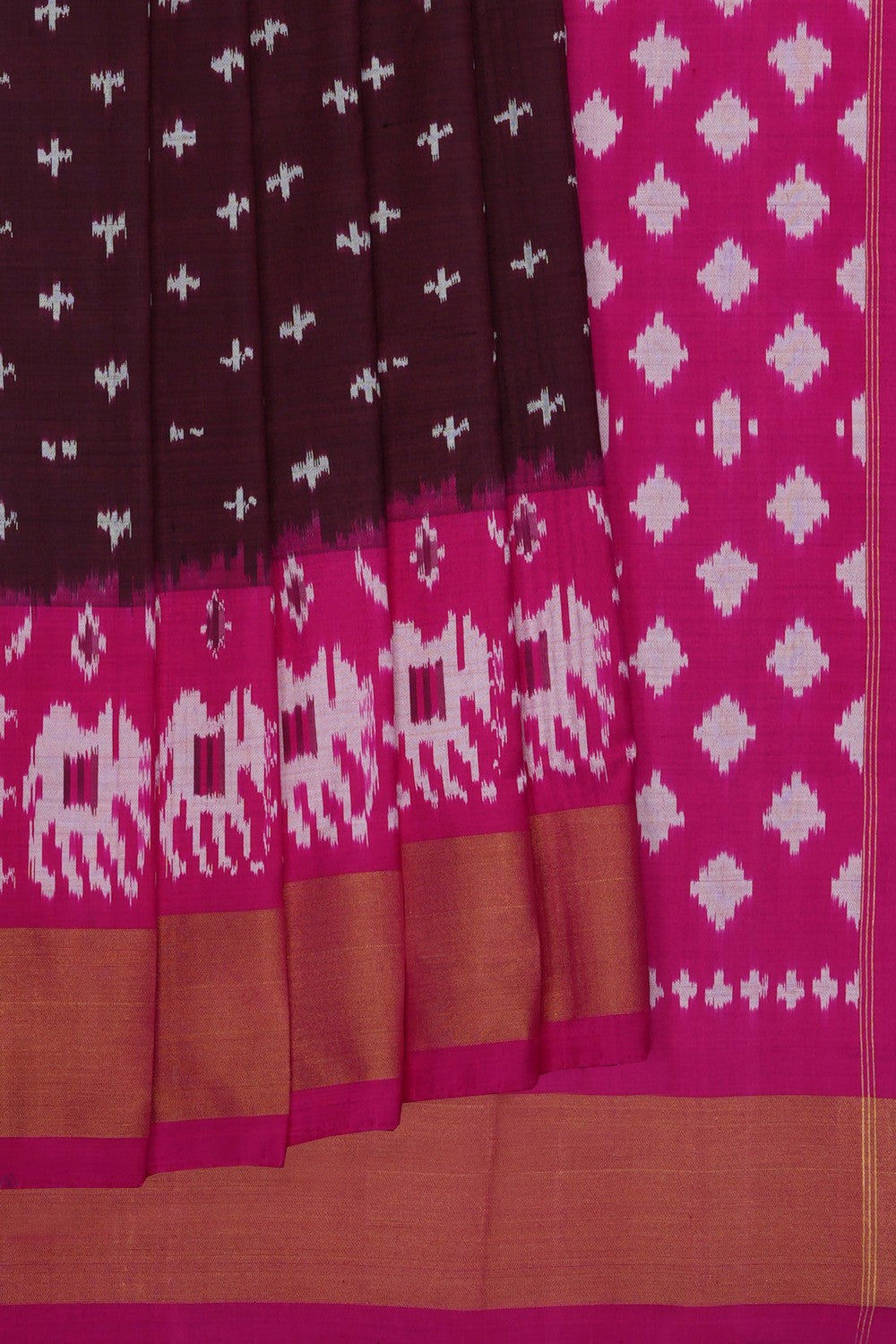 Image of Violet Pochampally Ikat Silk Saree