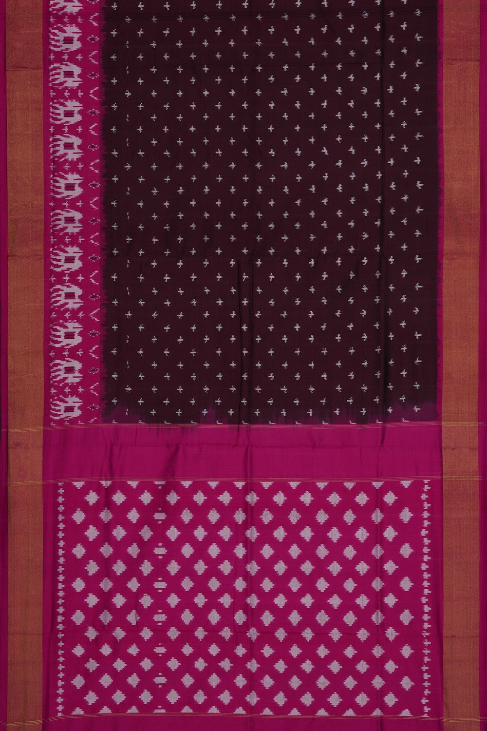 Image of Violet Pochampally Ikat Silk Saree