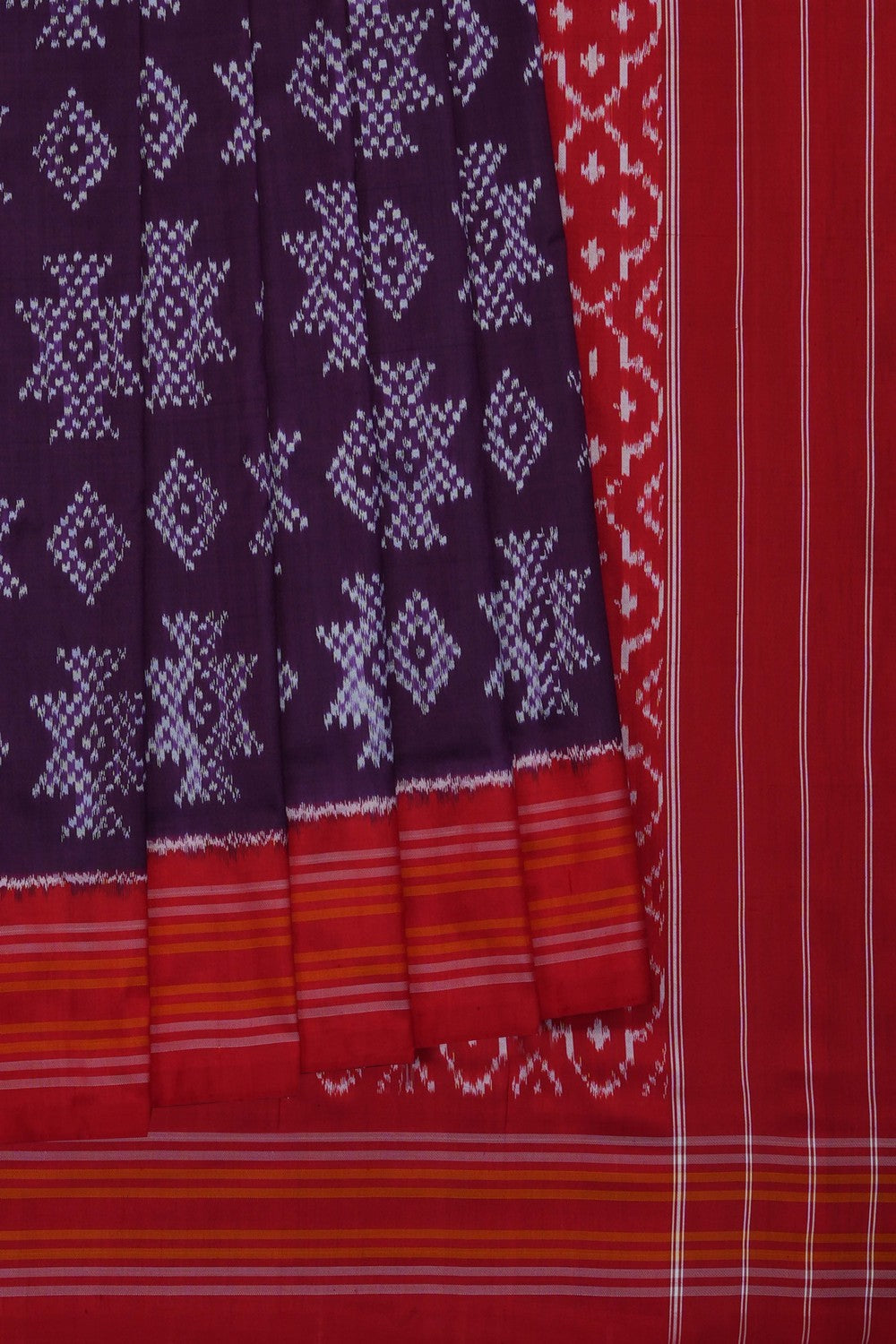 Image of Violet Pochampally Ikat Silk Saree