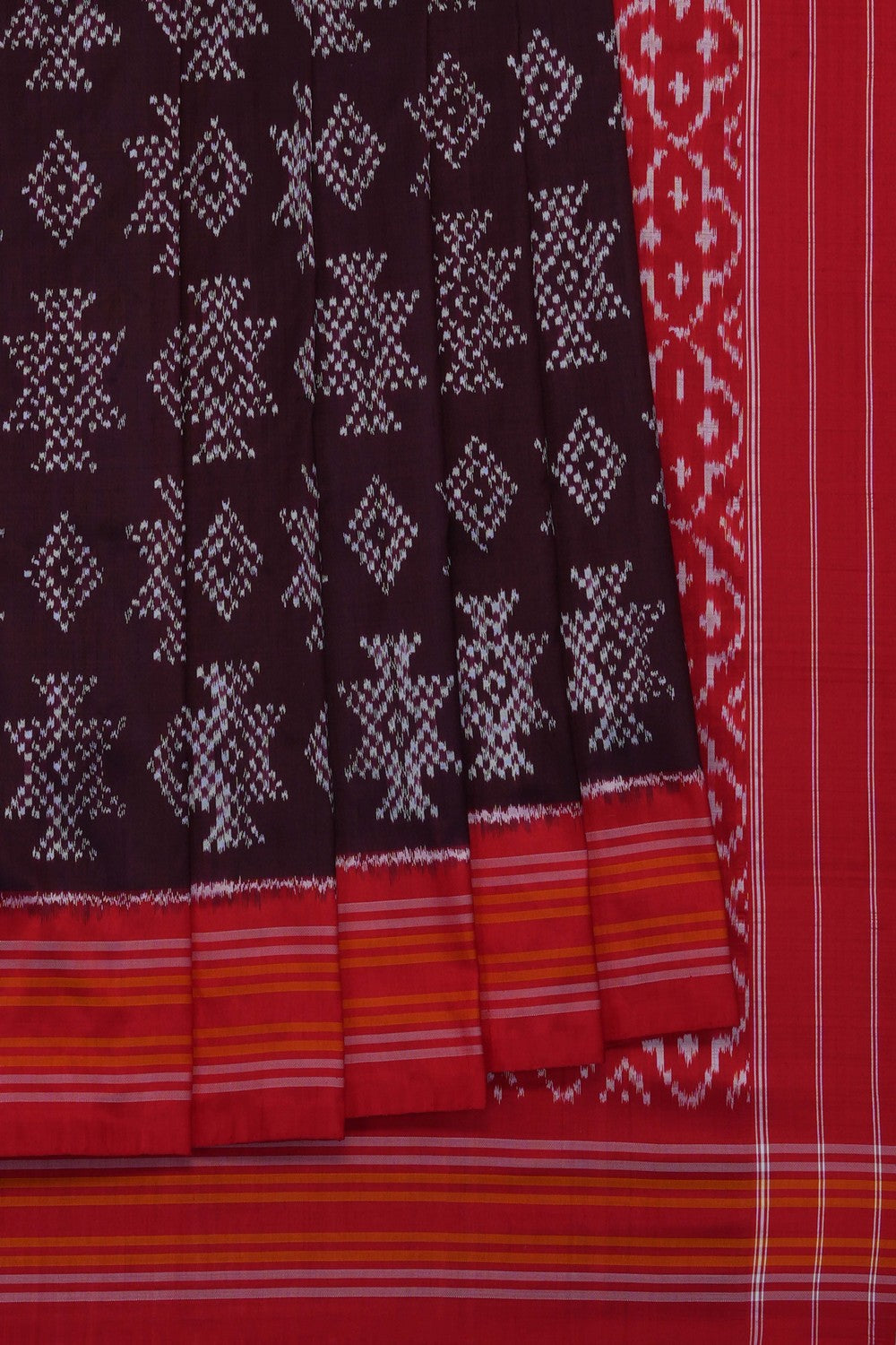 Image of Brown Pochampally Ikat Silk Saree