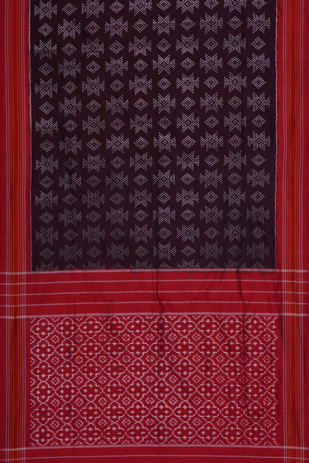 Image of Brown Pochampally Ikat Silk Saree