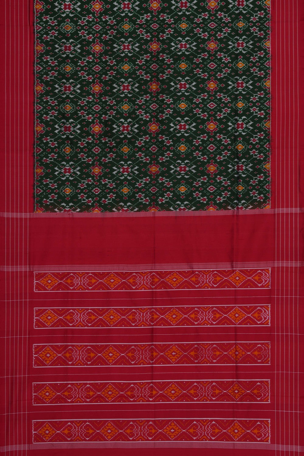 Image of Green Pochampally Ikat Silk Saree