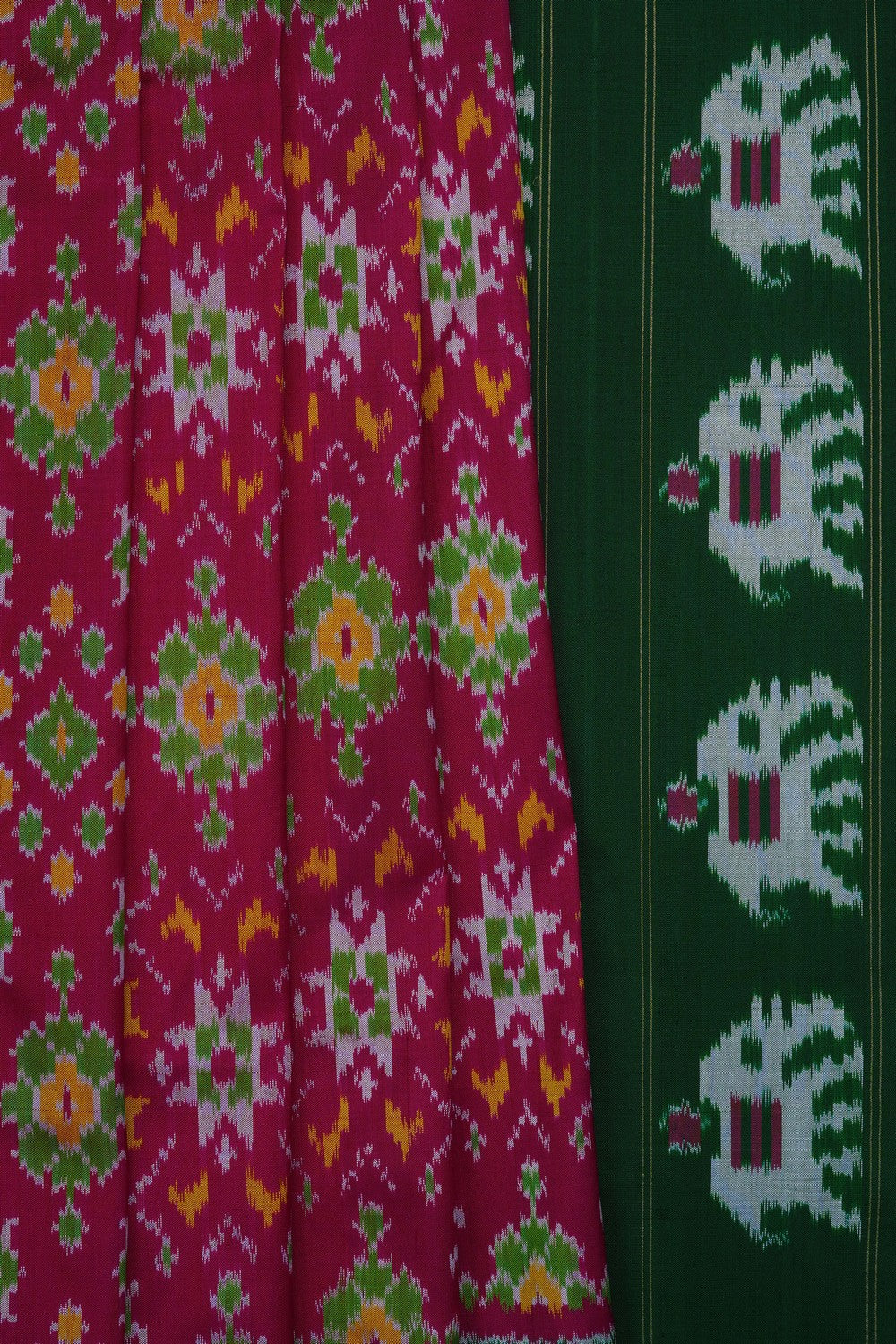Image of Pink Pochampally Ikat Silk Saree