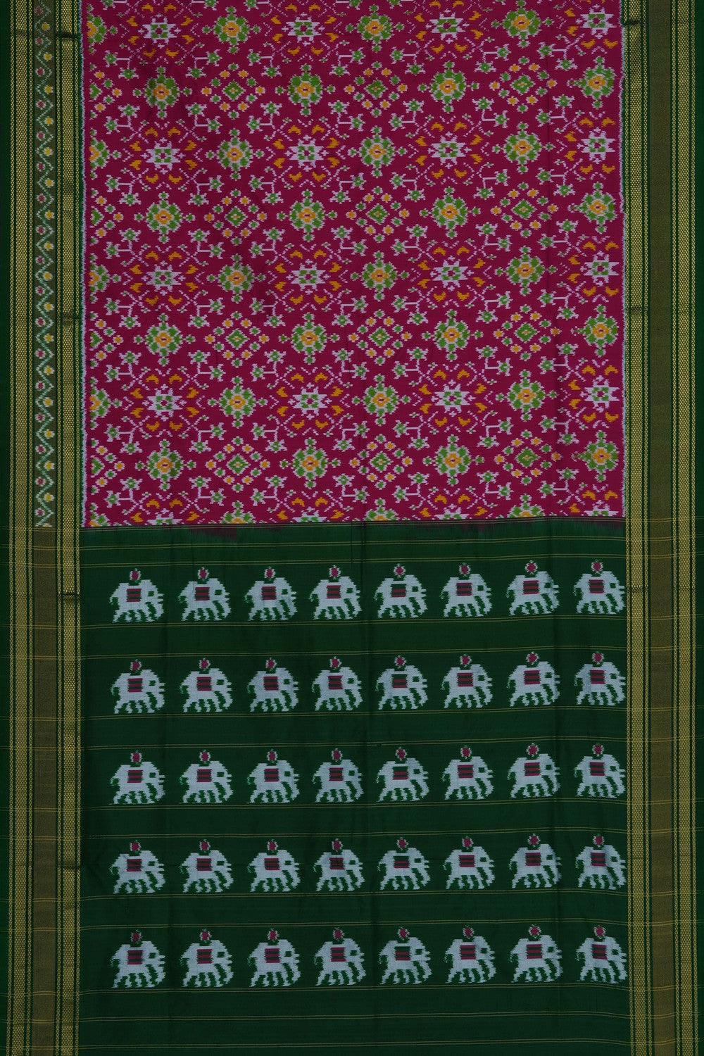 Image of Pink Pochampally Ikat Silk Saree