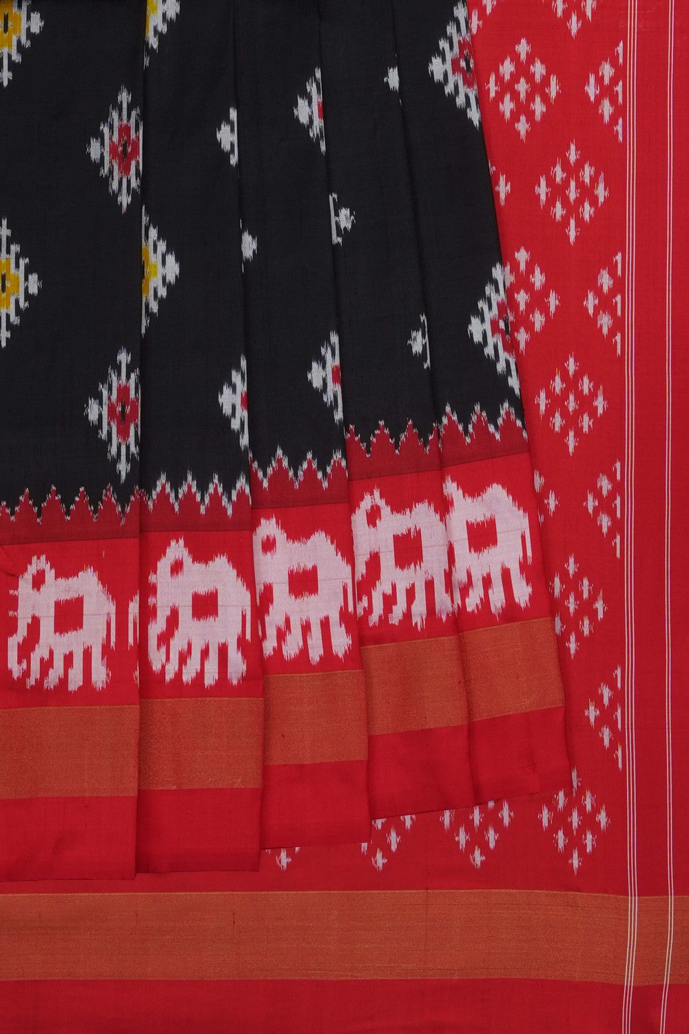 Image of Black Pochampally Ikat Silk Saree