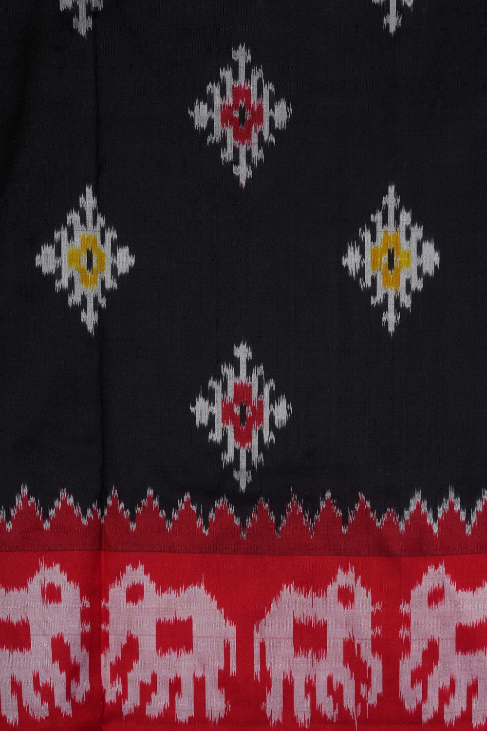 Image of Black Pochampally Ikat Silk Saree