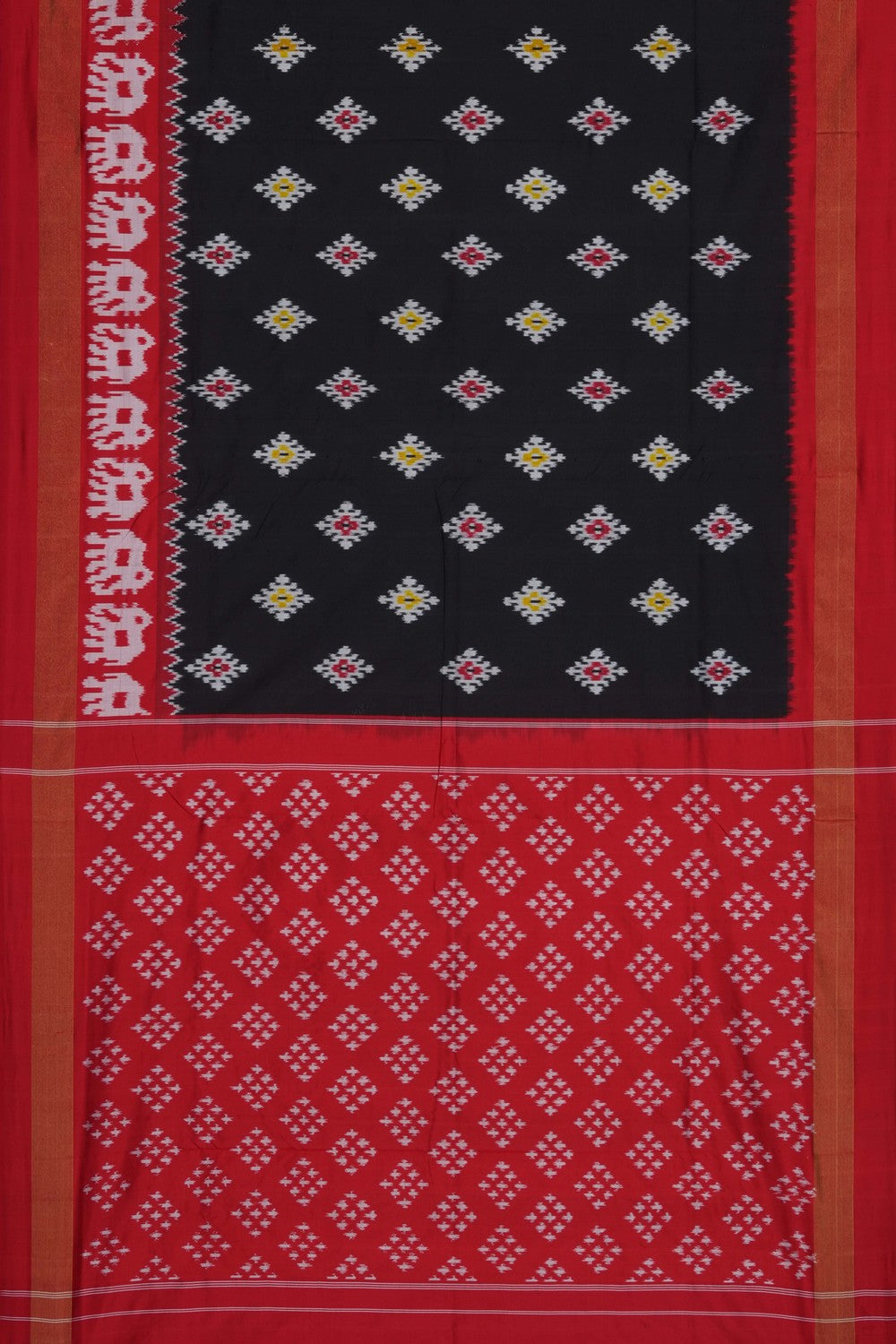Image of Black Pochampally Ikat Silk Saree