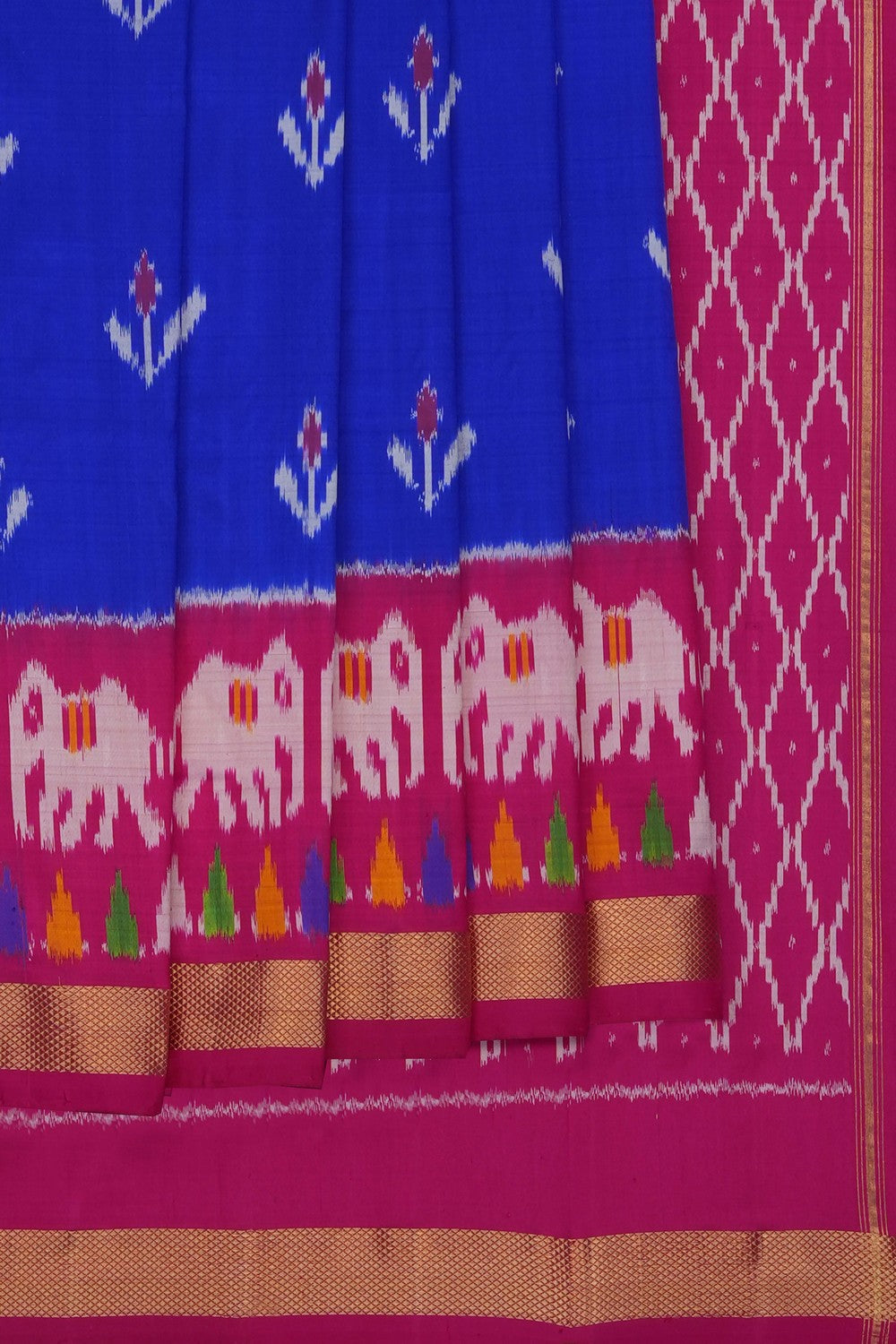 Image of Purple Pochampally Ikat Silk Saree