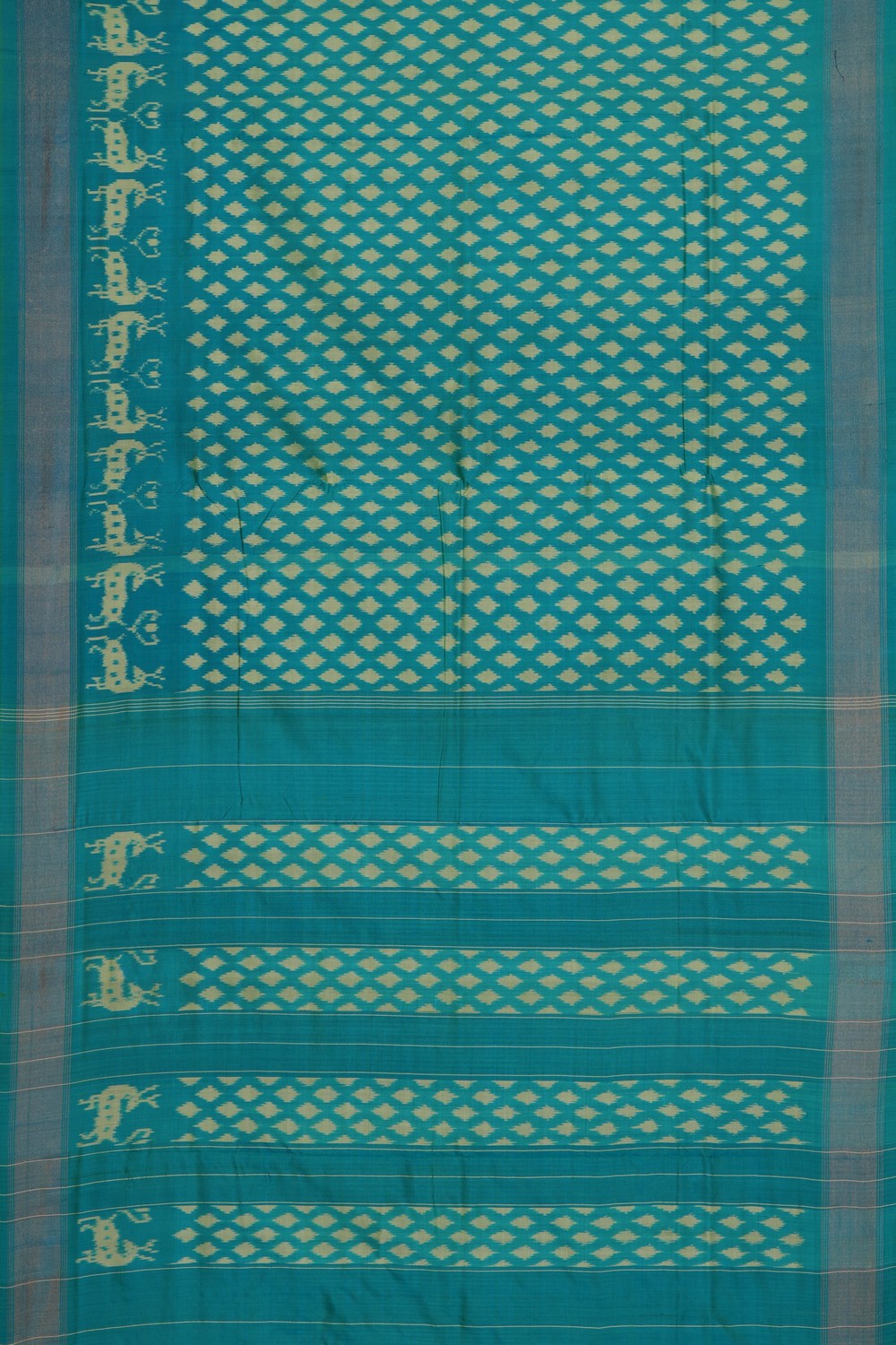 Image of Sea Green Pochampally Ikat Silk Saree