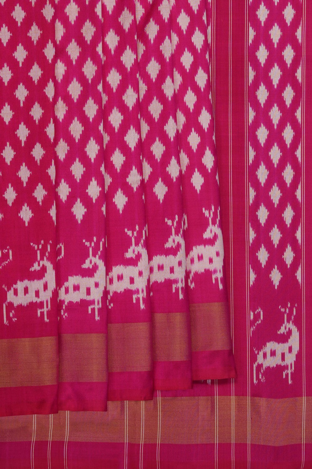 Image of Pink Pochampally Ikat Silk Saree