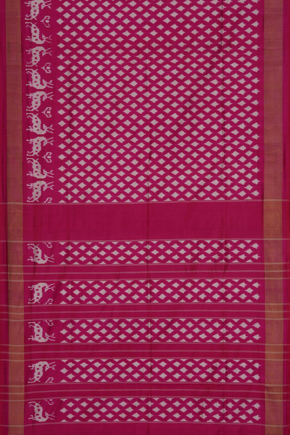 Image of Pink Pochampally Ikat Silk Saree