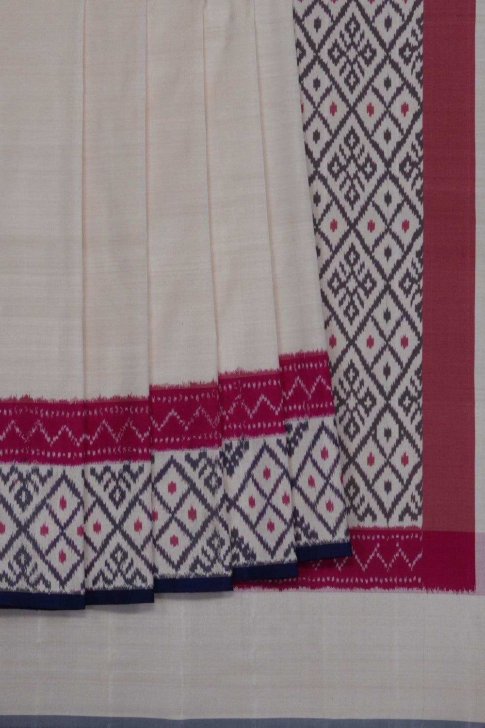 Image of Off-White Pochampally Ikat Silk Saree