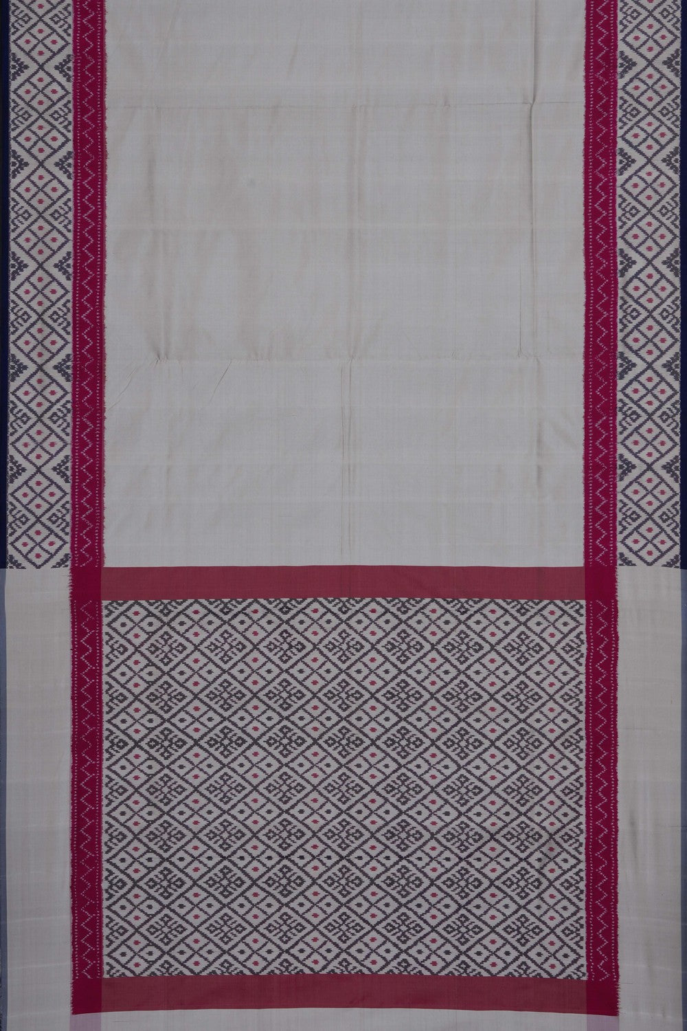 Image of Off-White Pochampally Ikat Silk Saree
