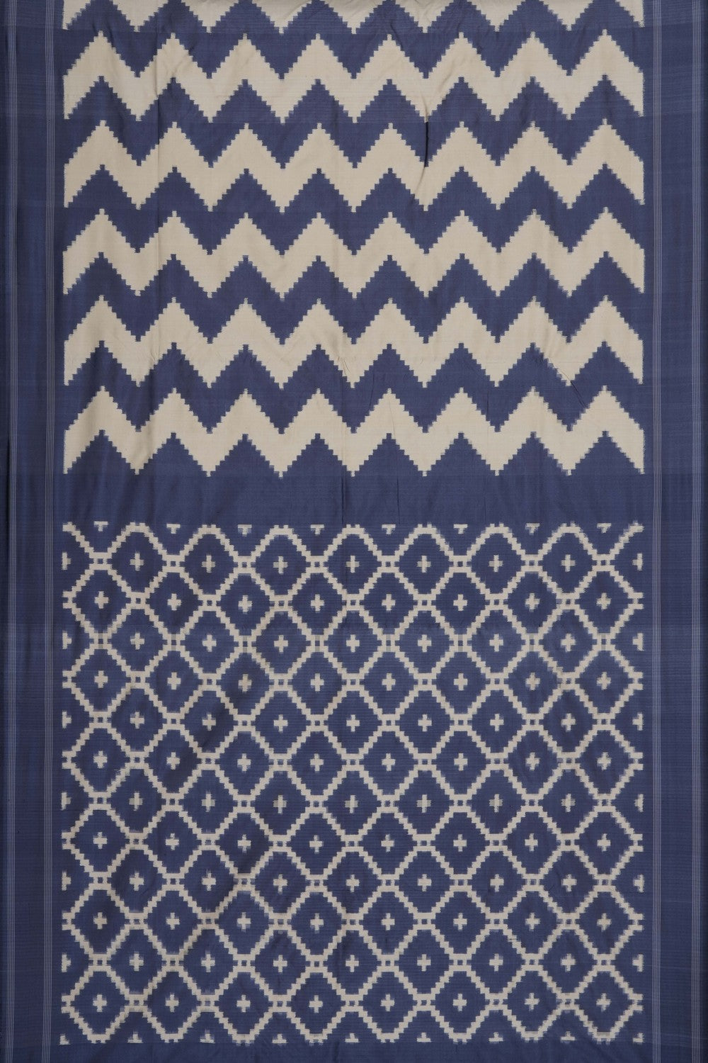 Image of Grey Pochampally Ikat Silk Saree
