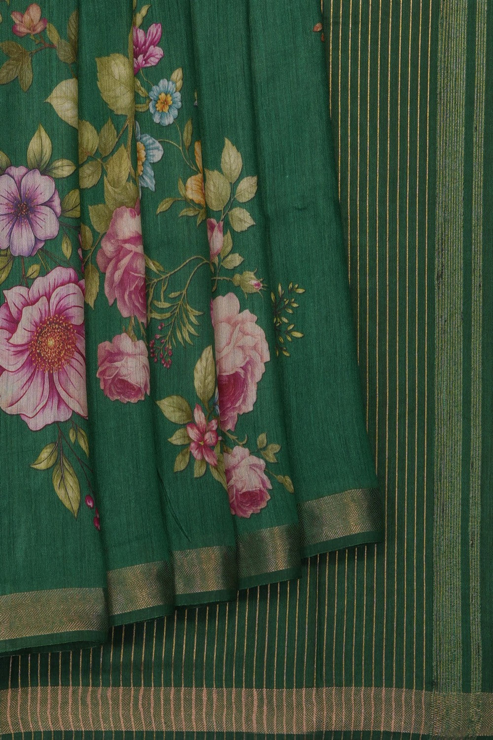 Image of floral-printed-grey-tussar-silk-saree-p-18940761