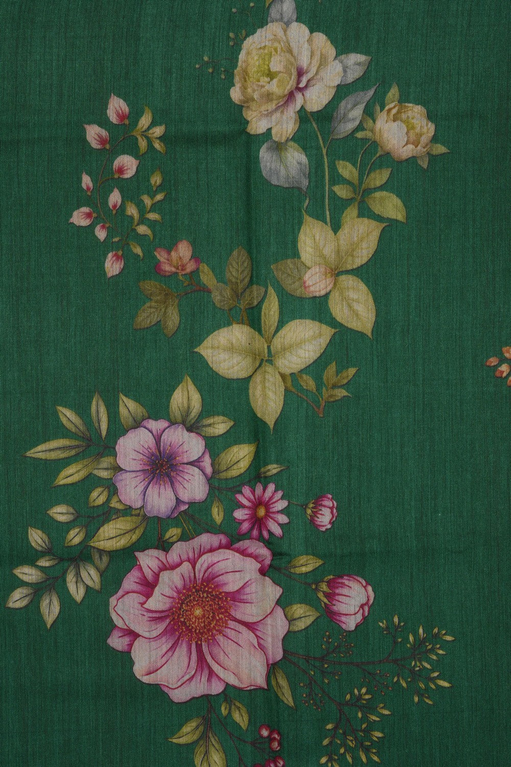 Image of Floral Printed Grey Tussar Silk Saree