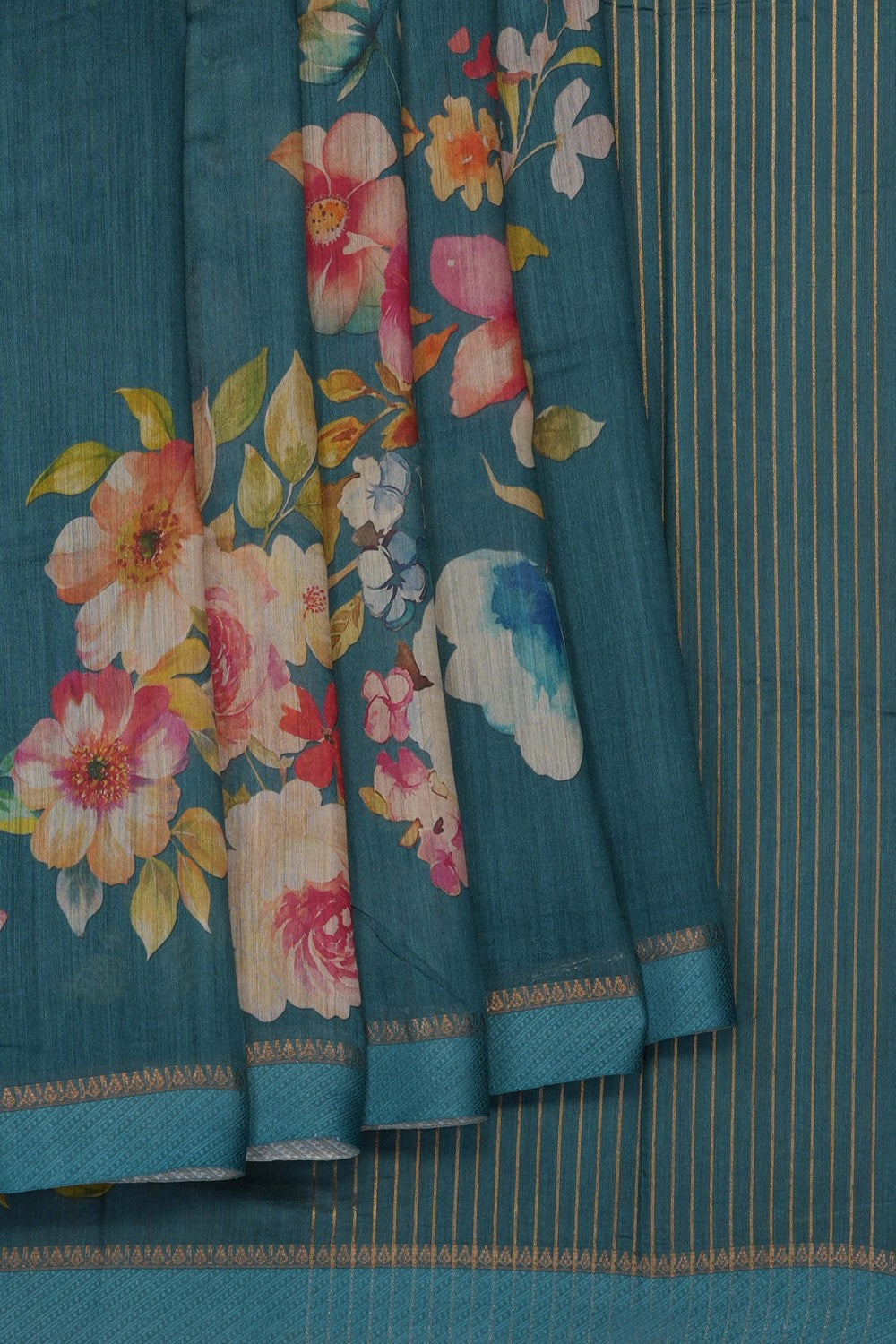 Image of floral-printed-grey-tussar-silk-saree-p-18940762