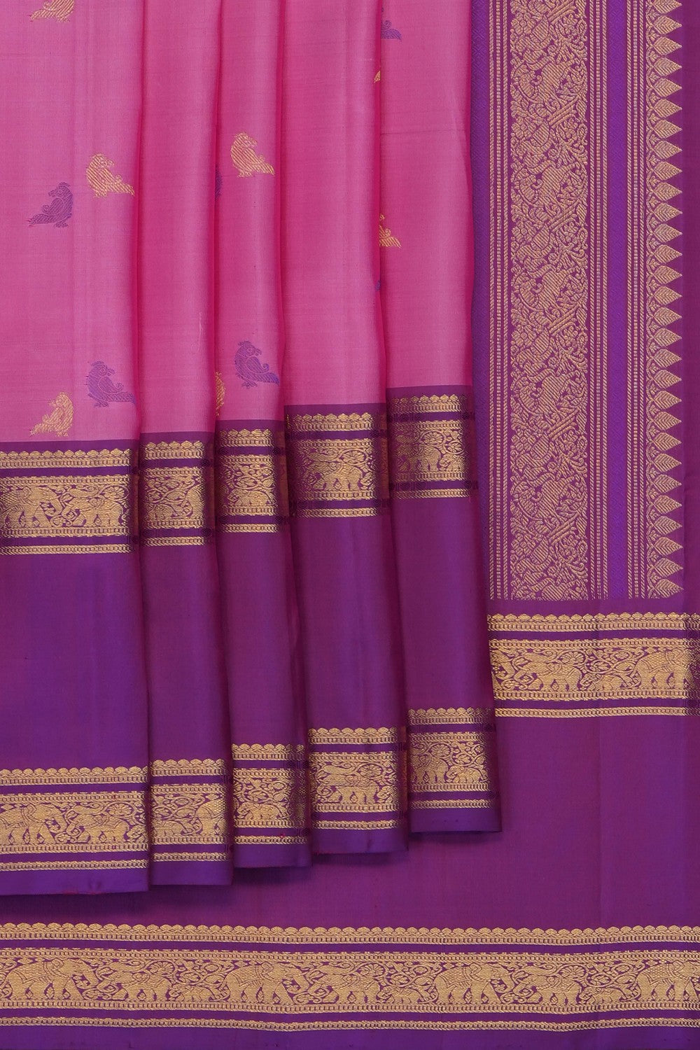 Image of Lotus Pink Kanchipattu Saree