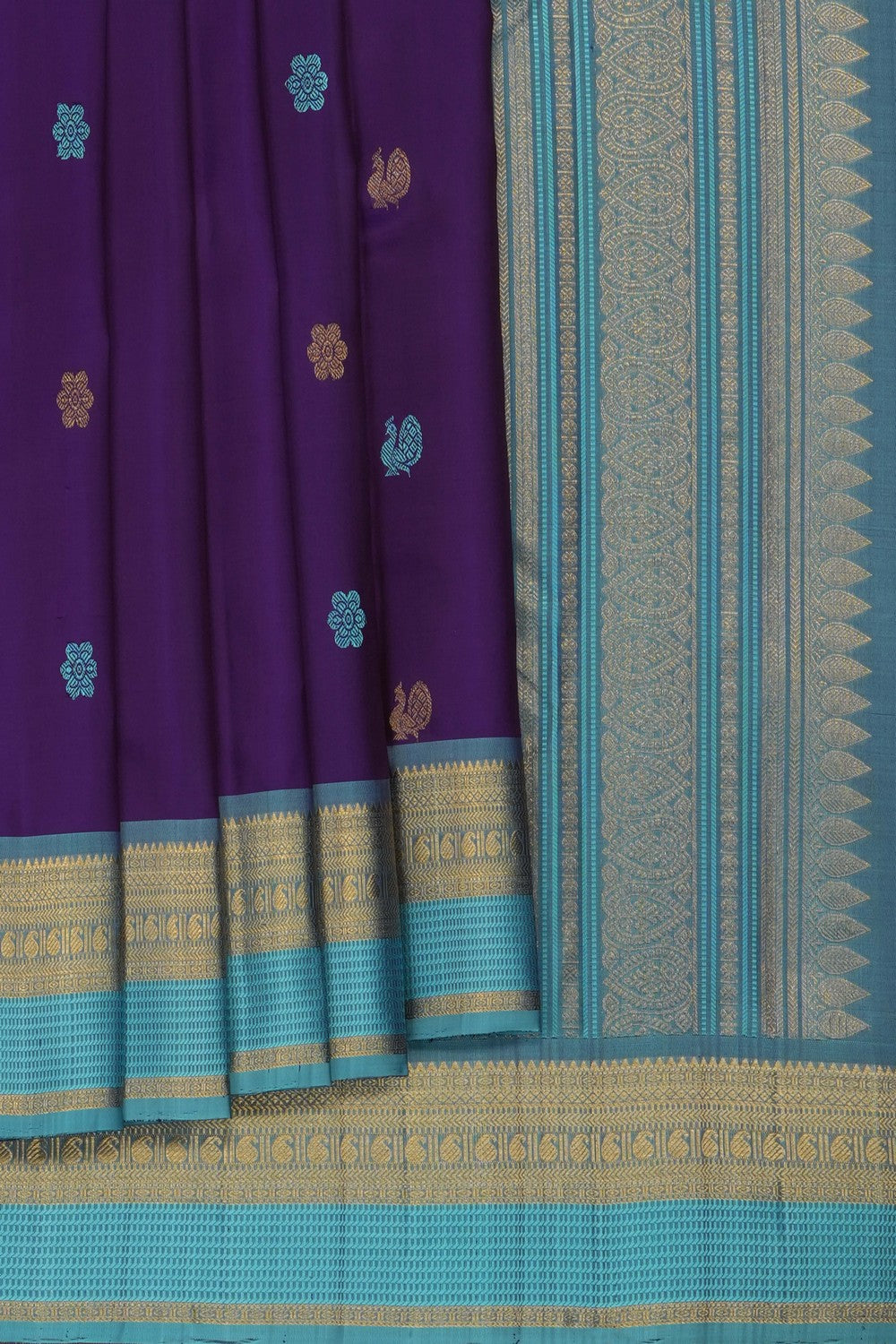 Image of Turquoise Green Kanchipattu Brocade Saree