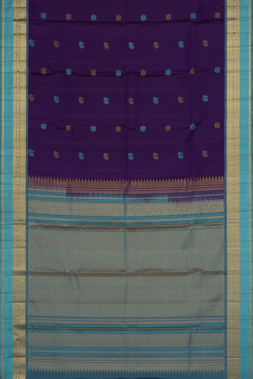 Image of Turquoise Green Kanchipattu Brocade Saree