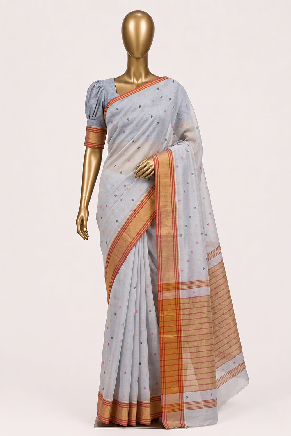 Image of Off-White Venkatagiri Sico Saree