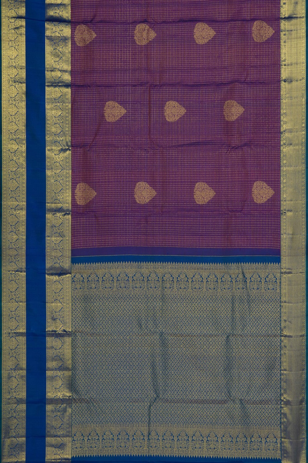 Image of Purple Kanchi Silk Kattam Saree