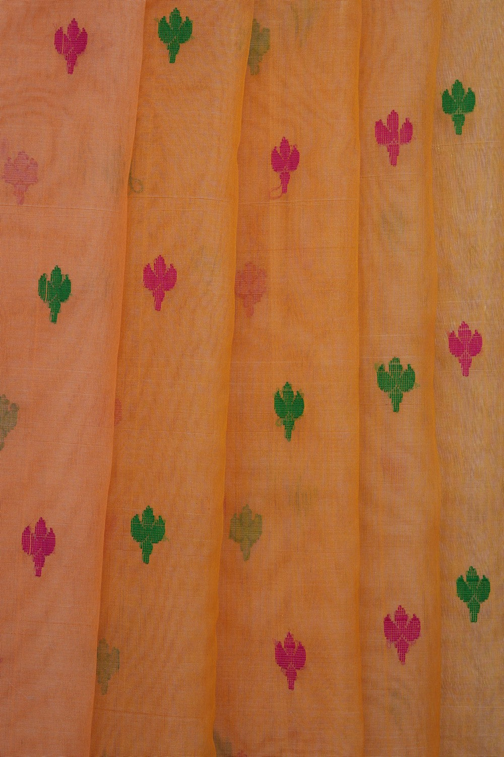 Image of Peach Chanderi Silk Cotton Saree