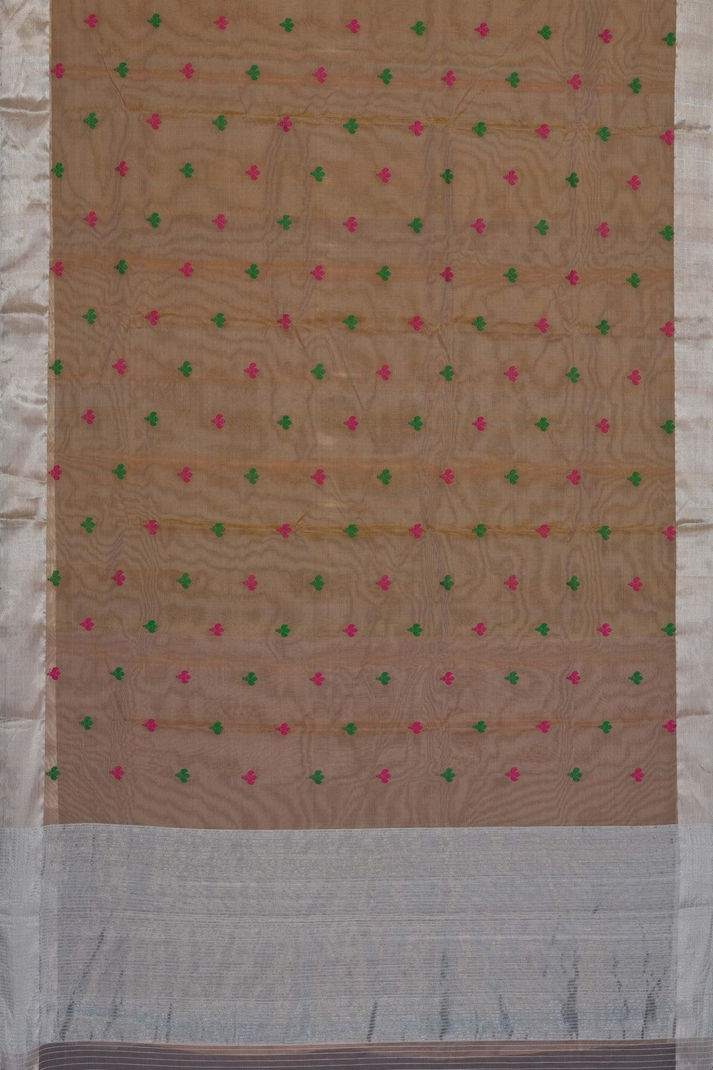 Image of Peach Chanderi Silk Cotton Saree