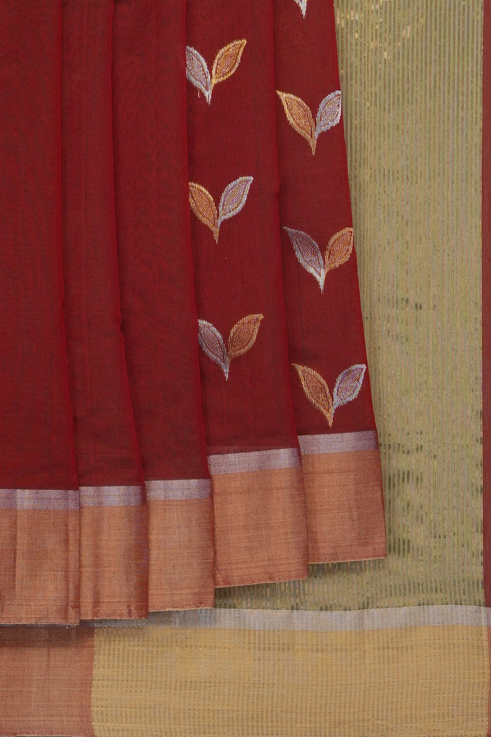 Image of Red Chanderi Silk Cotton Saree