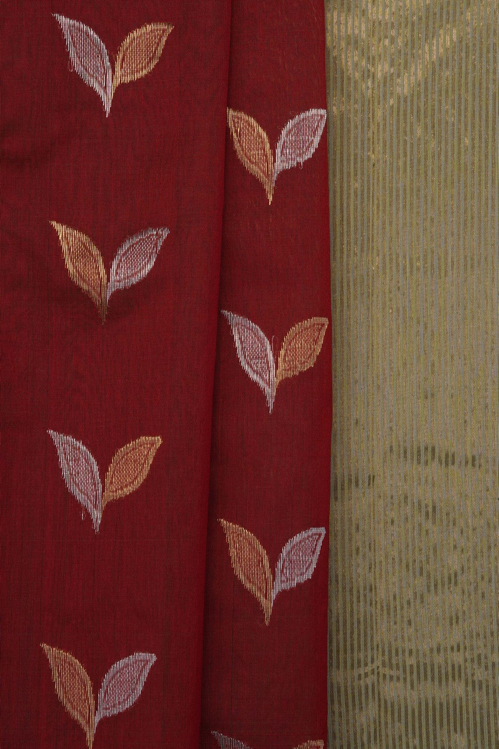 Image of Red Chanderi Silk Cotton Saree